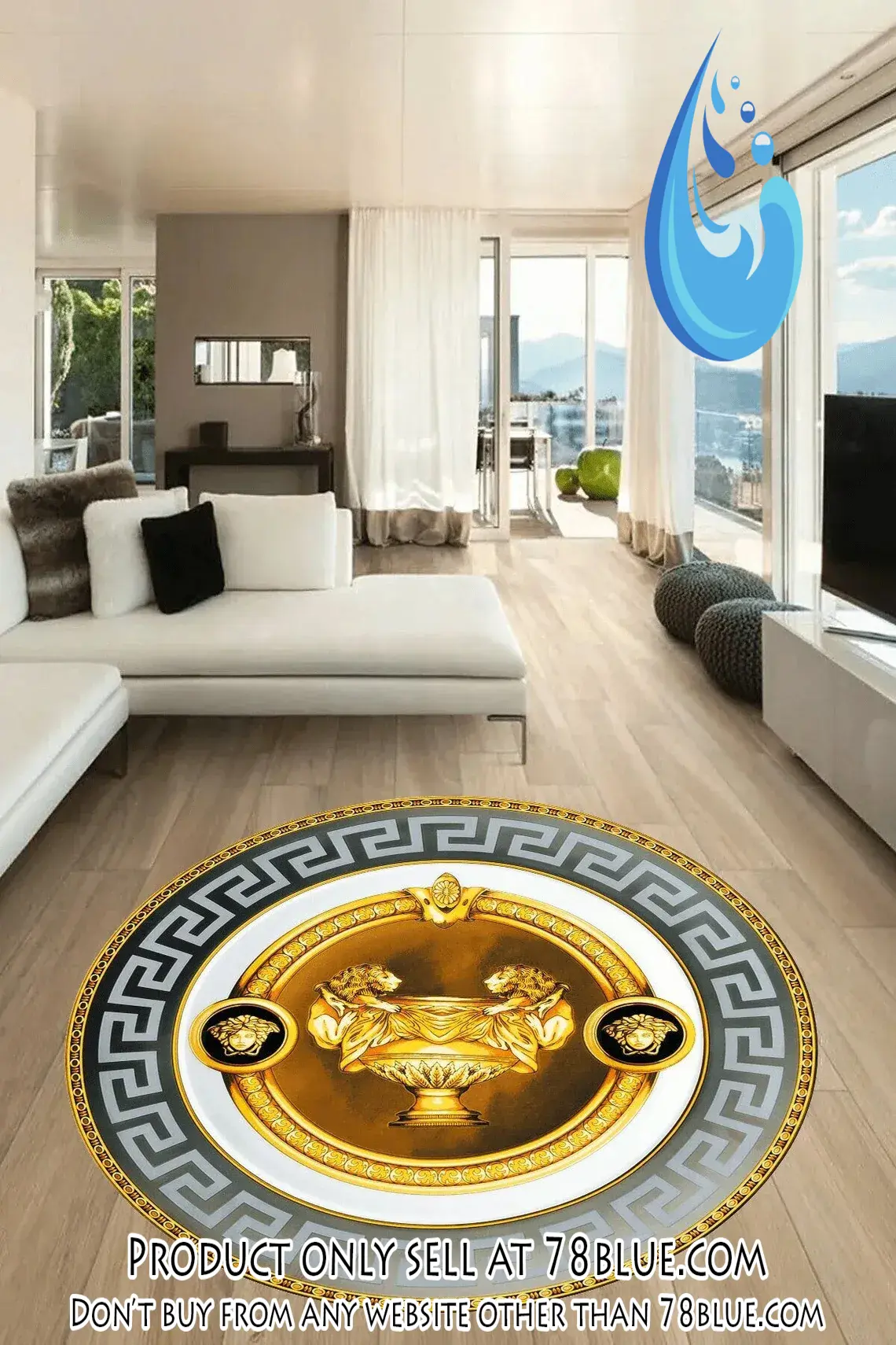 Versace medusa round rug carpet luxury brand fashion home decor 78b0542268
